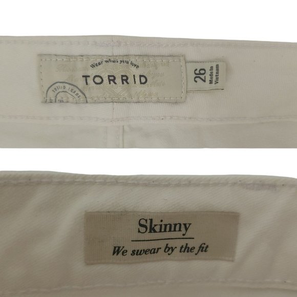 Torrid Skinny Distressed Crop Capri Jeans Womens Plus Size 26 Stretch Raw Hem - Picture 10 of 12